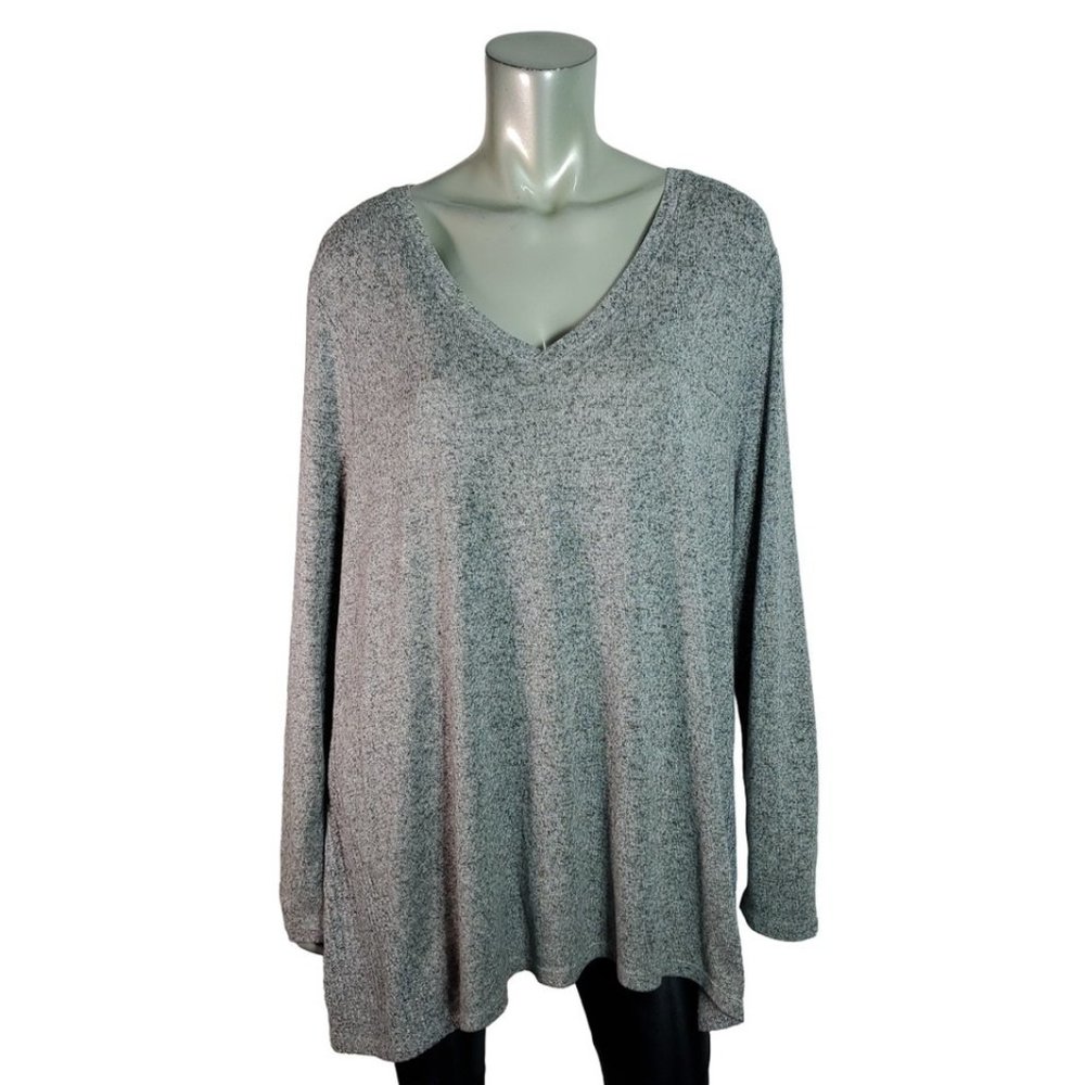 Lane Bryant Plush Knit Top Plus Size 22/24 Stretch Long Sleeve Casual Gray